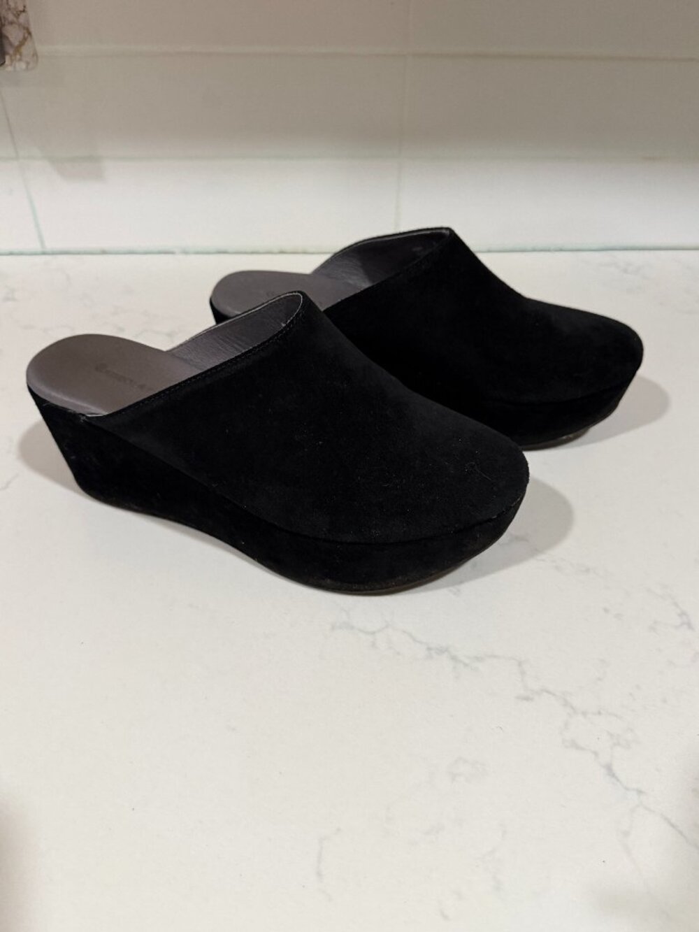 platform suede mule